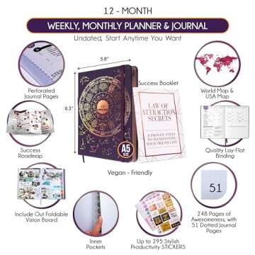 Life Planner - Undated Weekly & Monthly Planner, 12-Month Journey to Increase Productivity | Gratitu...