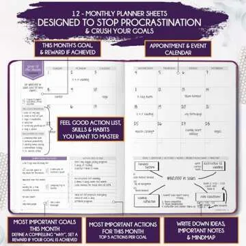 Life Planner - Undated Weekly & Monthly Planner, 12-Month Journey to Increase Productivity | Gratitude Journal, Life Organizer & Goal Journal | Include Foldable Vision Board, Habit Tracker & Stickers