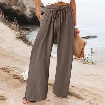 Linen Pants for Women High Waisted Wide Leg Casual Pants
