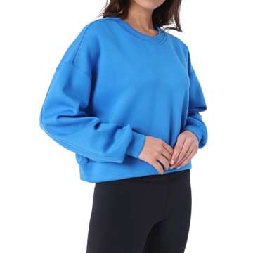YUNOGA Women's Crewneck Sweatshirt Casual Cropped Pullover Long Sleeves Workout Sweatshirt Tops (M, ...