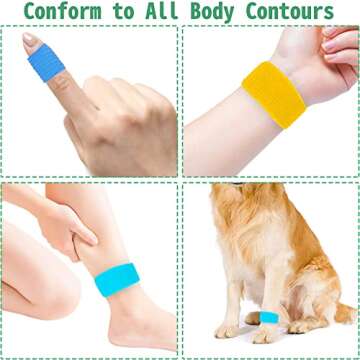 24 Pack Self Adherent Cohesive Wrap Bandages 1 Inches X 5 Yards, First Aid Tape, Elastic Self Adhesive Tape, Athletic, Sports wrap Tape, Bandage Wrap for Sports, Wrist, Ankle (Rainbow Color)