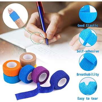 24 Pack Self Adherent Cohesive Wrap Bandages 1 Inches X 5 Yards, First Aid Tape, Elastic Self Adhesive Tape, Athletic, Sports wrap Tape, Bandage Wrap for Sports, Wrist, Ankle (Rainbow Color)