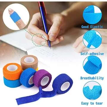 24 Pack Self Adherent Cohesive Wrap Bandages 1 Inches X 5 Yards, First Aid Tape, Elastic Self Adhesive Tape, Athletic, Sports wrap Tape, Bandage Wrap for Sports, Wrist, Ankle (Rainbow Color)