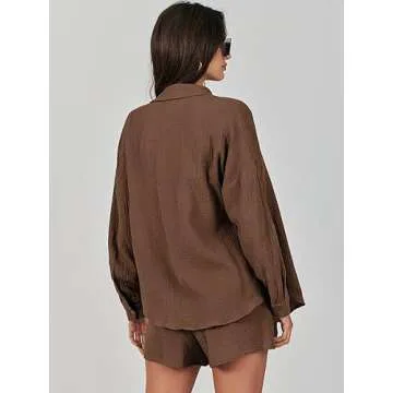 Stylish ANRABESS 2 Piece Outfits for Women | Brown Summer Set