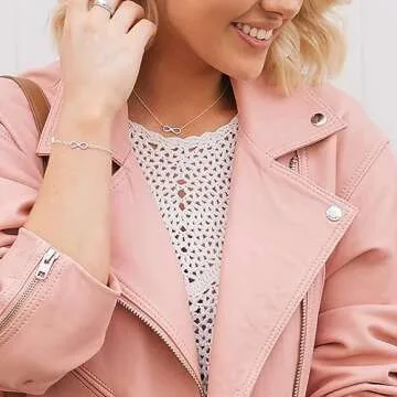 LLWOM Infinity Necklace-14K Silver Plated Infinity Necklace for Women Simple Dainty Cute Infinity Silver Pendant Necklace for Women