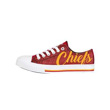 FOCO Kansas City Chiefs NFL Womens Color Glitter Canvas Shoes - 8