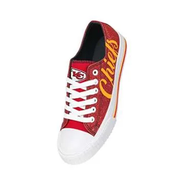 FOCO Kansas City Chiefs NFL Womens Color Glitter Canvas Shoes - 8