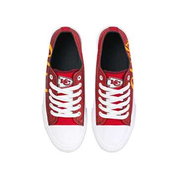 FOCO Kansas City Chiefs NFL Womens Color Glitter Canvas Shoes - 8