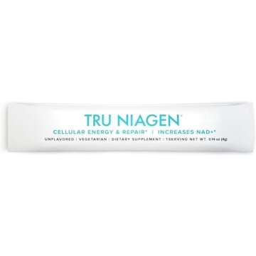 TRU NIAGEN NAD+ Booster with Hydration & Prebiotic Support Award-Winning Nicotinamide Riboside Mixing Powder for Cellular Energy, Repair & Healthy Aging - 30ct/300mg Stick Packs: On-The-Go Supplement