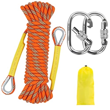 NTR Orange/Black/Blue Climbing Rope 10M(32ft) 20M(64ft) 30M(96ft) 50M(160ft), Strong Static Rope wit...