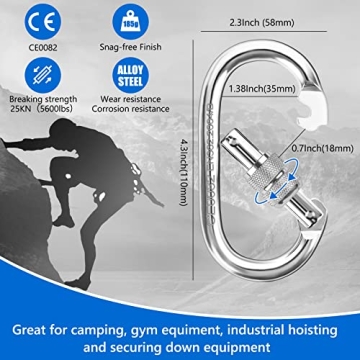 NTR Climbing Rope 10M-50M with Strong Carabiners for Safety