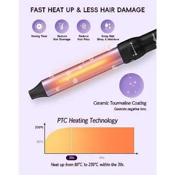 3 in 1 Curling Iron with LCD Temperature Display, 3 Barrel Curling Wand with Dual Voltage, Ceramic Fast Heating Hair Curlers, Create Beachy Waves & Long-Lasting Natural Waves for All Hair Lengths