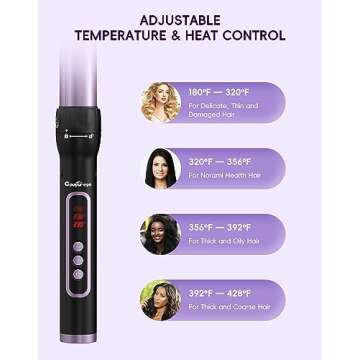 3 in 1 Curling Iron with LCD Temperature Display, 3 Barrel Curling Wand with Dual Voltage, Ceramic Fast Heating Hair Curlers, Create Beachy Waves & Long-Lasting Natural Waves for All Hair Lengths