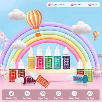 Food Coloring Liquid Set,18 Colors x 10ml Food Grade Food Dye Edible Vibrant Liquid Color for Cake Decorating,Baking,Easter Egg,Icing,Fondant,Cookies,Slime Making DIY Supplies Kit -0.35 Fl. oz/Bottles
