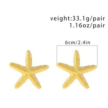 Conch Shell Earrings for Women Gold Silver Sea Shell Stud Earrings Cute Metal Sea Witch Shell Earrings Jewelry for Villain Fans (Gold2)