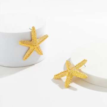 Conch Shell Earrings for Women Gold Silver Sea Shell Stud Earrings Cute Metal Sea Witch Shell Earrings Jewelry for Villain Fans (Gold2)