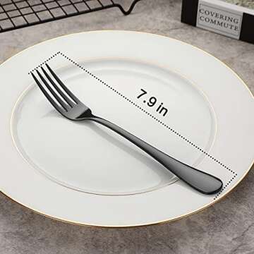 Devico Forks Set, Good Stainless Steel 10-piece Black Silverware Cutlery Reusable Dinner Forks