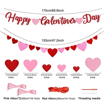 Happy Galentine's Day Banner - Cute Heart Garland for Parties