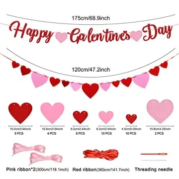 Happy Galentine's Day Banner - Cute Heart Garland for Parties