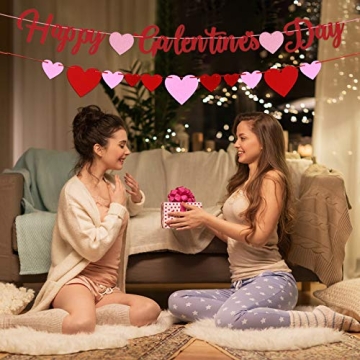 Happy Galentine's Day Banner - Cute Heart Garland for Parties