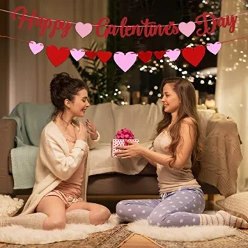 Happy Galentine's Day Banner - Cute Heart Garland for Parties