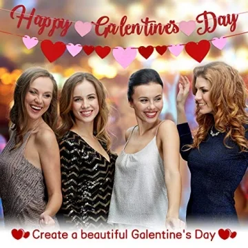 Happy Galentine's Day Banner - Cute Heart Garland for Parties