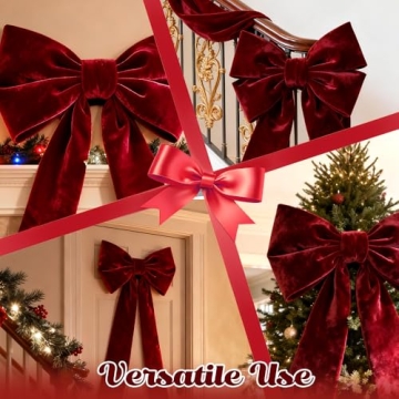 Large Velvet Christmas Bows (6 ft) — Elegant Xmas Decor for All Occasions
