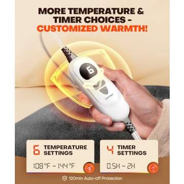 Lenmen Graphene-Infused 1Min Fast Heating Pad, Deeper Pain Relief Weighted Heating Pads for Neck and Shoulders and Back, Heated Wrap with 6 Heat Options 4 Auto Timer, Gifts for Men Women Mom Christmas
