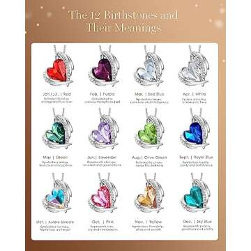 CDE Love Heart Pendant Necklace - Unique Birthstone Gift