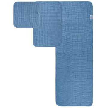 POLYTE Oversize, 60 x 30 in., Quick Dry Lint Free Microfiber Bath Towel Set, 6 Piece (Blue, Waffle W...