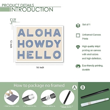 Aloha Howdy Canvas Wall Art for Vibrant Coastal Decor