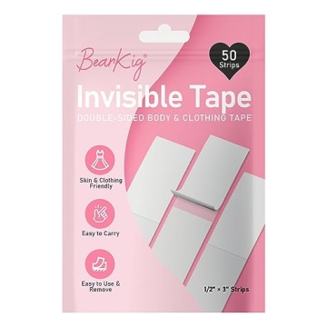 BearKig 50-Strips Double-Sided Tape for Fashion, Tape for Clothes, Fabric Tape for Women Clothing an...