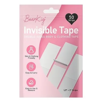 BearKig 50-Strips Double-Sided Tape for Fashion, Ideal for Women’s Clothing and Body, All-Day Adhe...