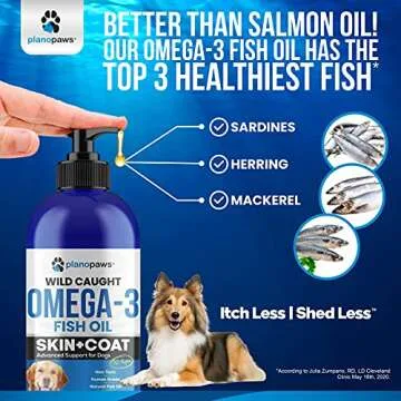Omega 3 Fish Oil for Dogs - Better Than Salmon Oil - Dog Fish Oil Supplement to Reduce Shedding & Itching - Supports Joints, Brain, and Heart Health - Skin and Coat Supplement - Liquid Fish Oil