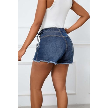 HTD Women's Stylish Asymmetrical Denim Skort Skirt