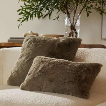 UnHide Squish - Faux Fur Pillow - Extra Soft Throw Pillow - Square Shaped Pillow, Polyester Fill - Machine Washable - Perfect for Living Room, Bedroom, or Guest Room - 20” x 20” - Chocolate Hair