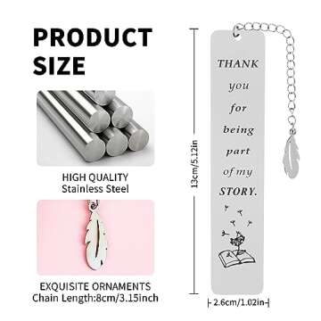 Ouligay Thank You Teacher Gifts, Stainless Steel Teacher Bookmark for Women Men, Teacher Appreciation Gifts, Thank You Gifts for Women, Teachers Day Gifts for Teacher Retirement Back to School Gifts