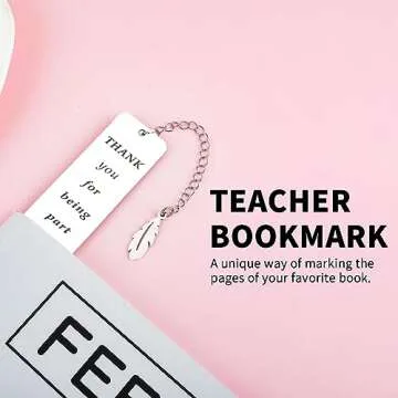 Ouligay Thank You Teacher Gifts, Stainless Steel Teacher Bookmark for Women Men, Teacher Appreciation Gifts, Thank You Gifts for Women, Teachers Day Gifts for Teacher Retirement Back to School Gifts