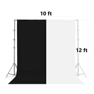LimoStudio 10 x 12 ft. Black & White Backdrop Background Screen, Dark Black and Pure White, Premium A+ Grade 150GSM Synthetic Fabric, Stitched Rod Pocket, Stitched Edge for Curl Prevention, AGG1894