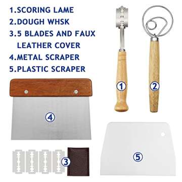 M JINGMEI Banneton Bread Proofing Basket Set, Round 9" Sourdough Proofing Basket for Bread Making To...