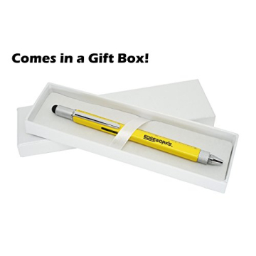 Screwdriver Pen Pocket Multi-Tool By EdgeWorks – Multi-Functional & Sturdy Aluminum DIY Tool, With Screwdriver, Stylus, Bubble Level, Ruler & Phillips Flathead Bit, Unique Gift Idea - Yellow