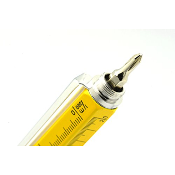 Screwdriver Pen Pocket Multi-Tool By EdgeWorks – Multi-Functional & Sturdy Aluminum DIY Tool, With Screwdriver, Stylus, Bubble Level, Ruler & Phillips Flathead Bit, Unique Gift Idea - Yellow