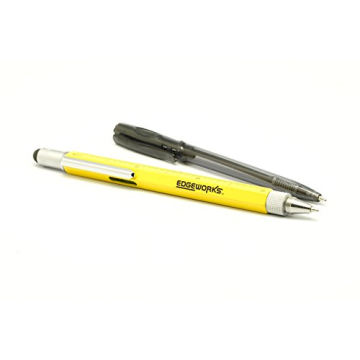 Screwdriver Pen Pocket Multi-Tool By EdgeWorks – Multi-Functional & Sturdy Aluminum DIY Tool, With Screwdriver, Stylus, Bubble Level, Ruler & Phillips Flathead Bit, Unique Gift Idea - Yellow