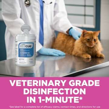 REScue One-Step Disinfectant Cleaner & Deodorizer Wipes for Vet Use – Cleaner for Kennels, Litter Boxes, Vet Offices, Pet Grooming Surfaces, Pet Items – Wipes Canister, 160-Count (Pack of 1)
