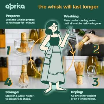 Premium Aprika Matcha Bamboo Whisk Set for Beginners and Aficionados