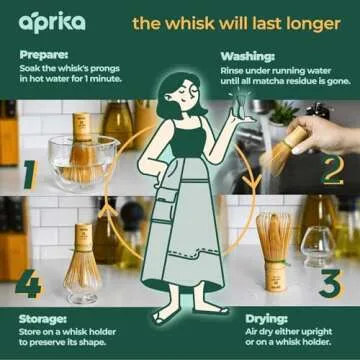 Premium Aprika Matcha Bamboo Whisk Set for Beginners and Aficionados