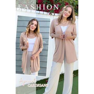 Arach&Cloz Summer Long Cardigan Sweaters for Women Trendy 2025 Short Sleeve Lightweight Kimono Cardi...