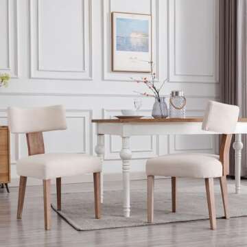 Wahson Beige Dining Chairs Set of 2, Comfy Upholstered Modern Farmhouse Kitchen Chairs with Wood Leg...