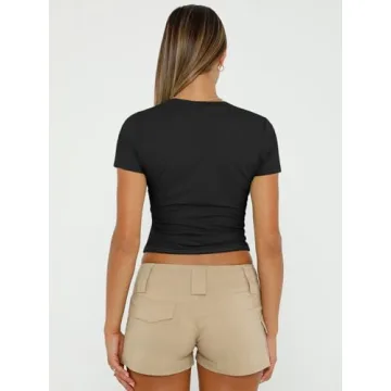 AUTOMET Women's Trendy Crop T-Shirts for Summer Style