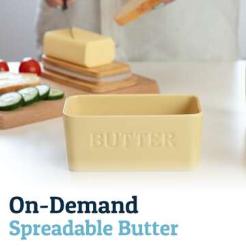 PriorityChef Large Butter Dish with Lid for Countertop, Ceramic Butter Container With Airtight Cover, Butter Keeper for Counter or Fridge, Butter Holder Storage, Khaki